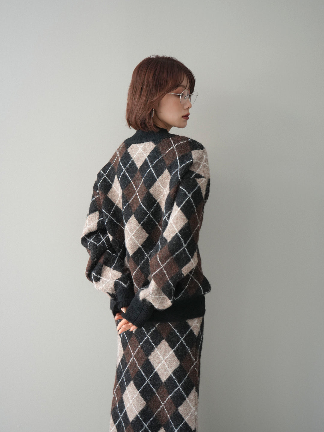 [SET]アーガイルニットプルオーバー&ロングスカートSET UP(2set)