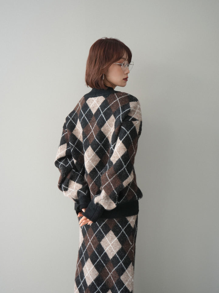 [SET]アーガイルニットプルオーバー&ロングスカートSET UP(2set)