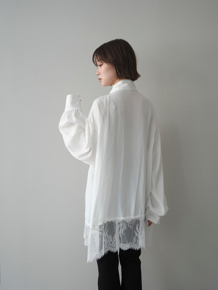 [予約]レースヘムボウタイブラウス/white
