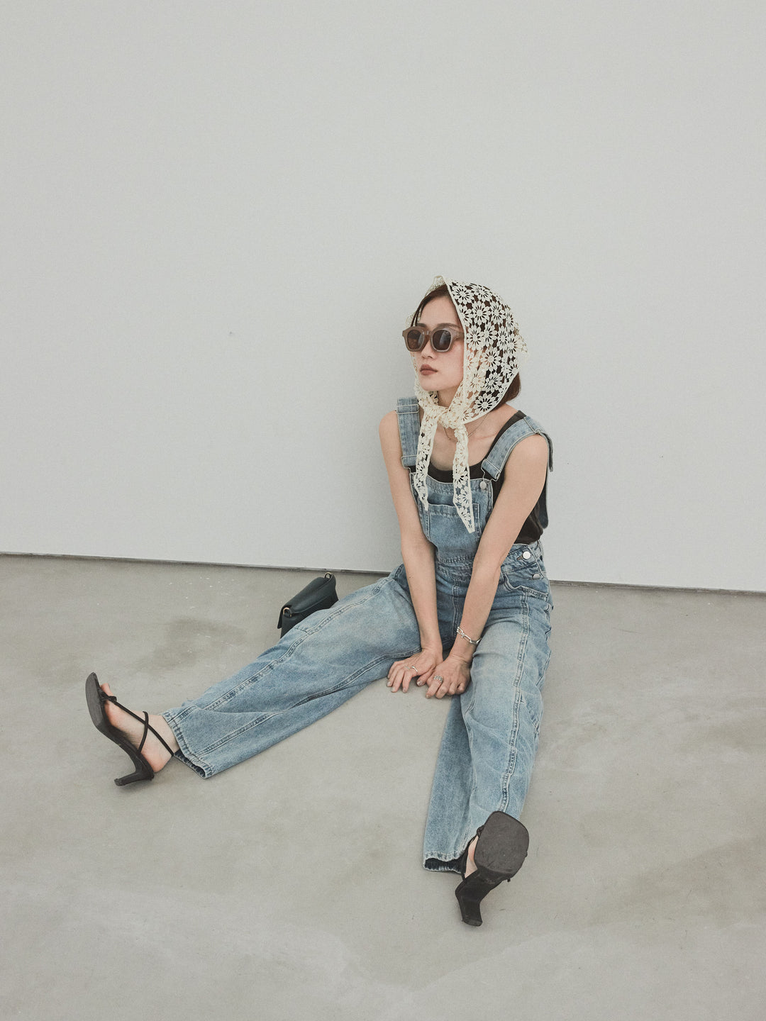 [予約]センターシームデニムサロペット /ライトブルー