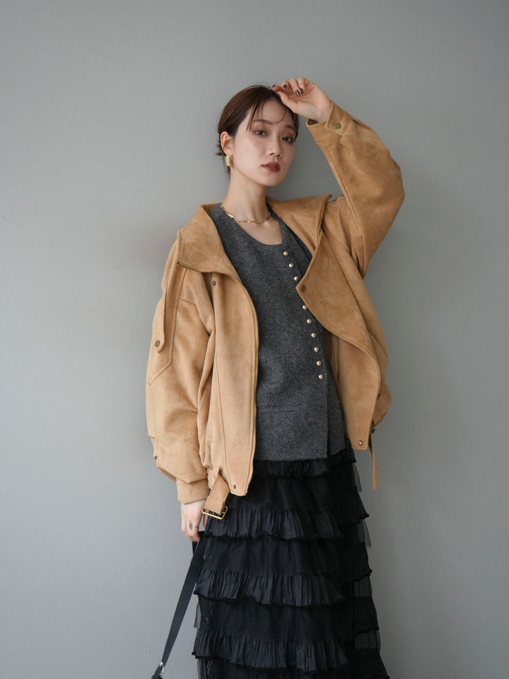 [予約]スエードライダースジャケット/ベージュ