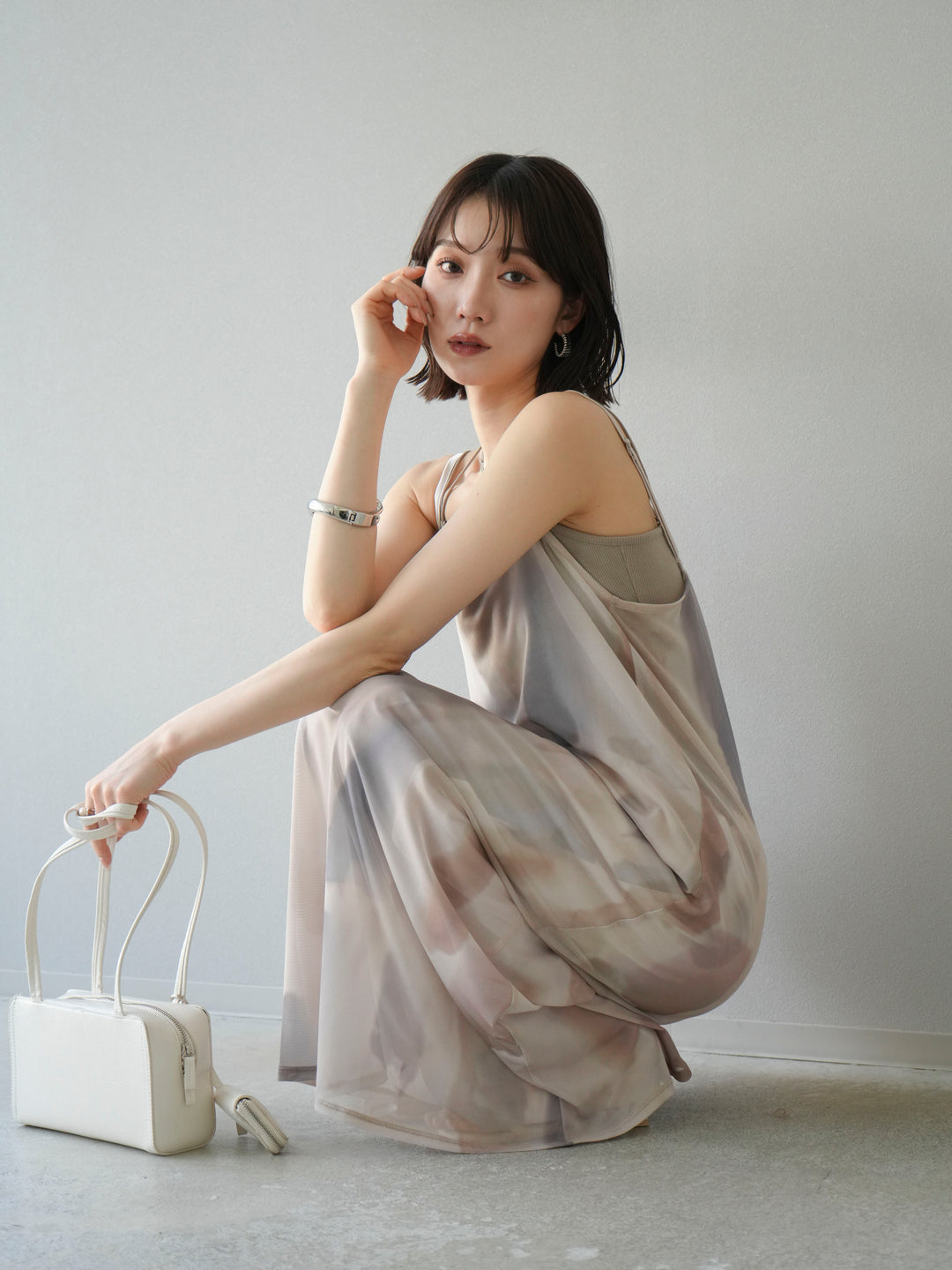 [SET]水彩アートシアーキャミワンピース+水彩アートイージーパンツ(2set)