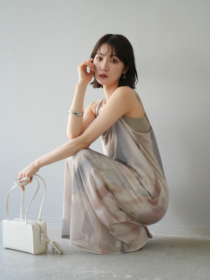 [SET]水彩アートシアーキャミワンピース+水彩アートイージーパンツ(2set)