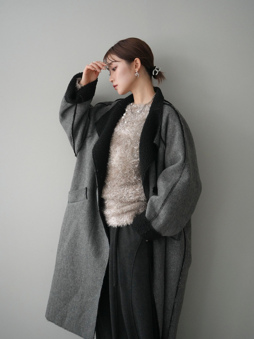 [予約]アウトシーム裏ボアコート/gray