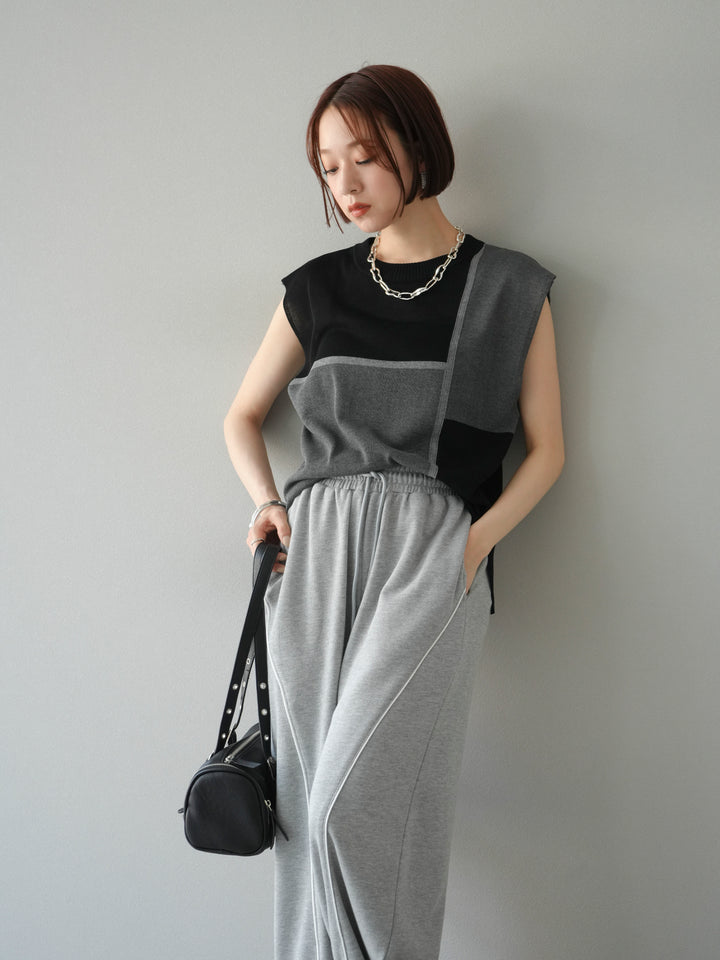 [SET] 同色系無袖針織套衫 + 可選飾品套裝（2 套）