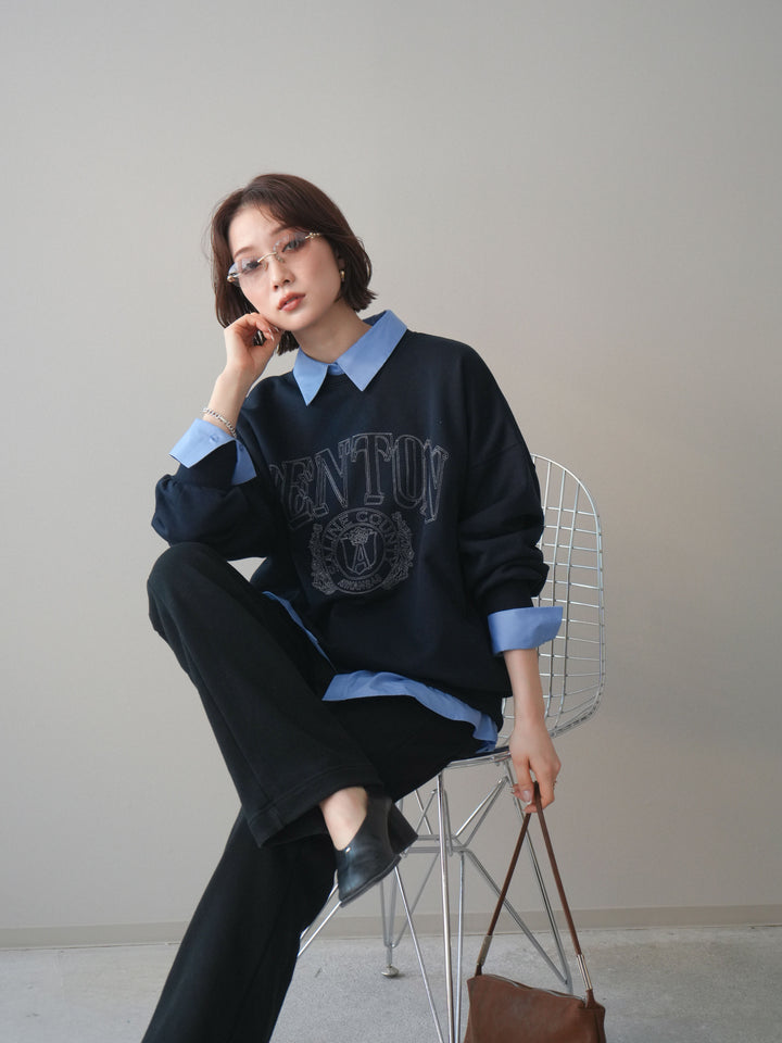 [予約]カレッジロゴ刺繍BIGスウェットプルオーバー/navy