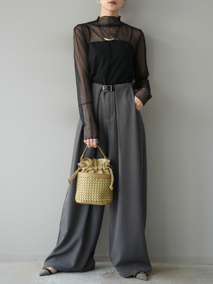 [予約]シアーパイピングカットソー/ブラック×ブラック