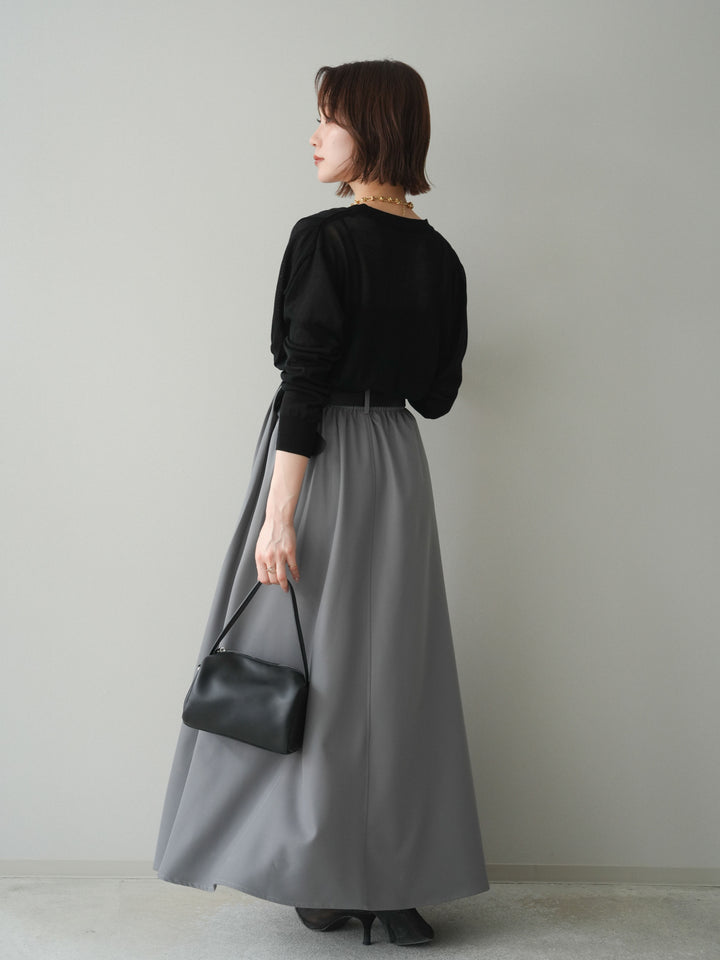 [予約]ベルトループフレアスカート/gray