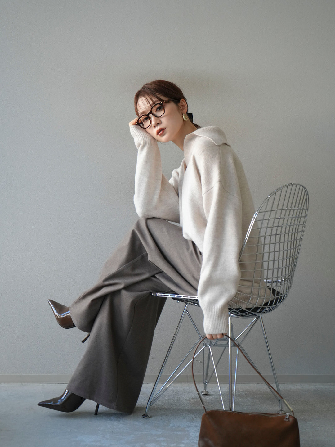 [予約]スキッパーオーバーニットプルオーバー/oatmeal