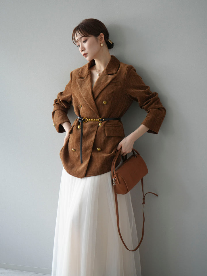 [SET]ベロアダブルジャケット+チュールボリュームスカート(2set)