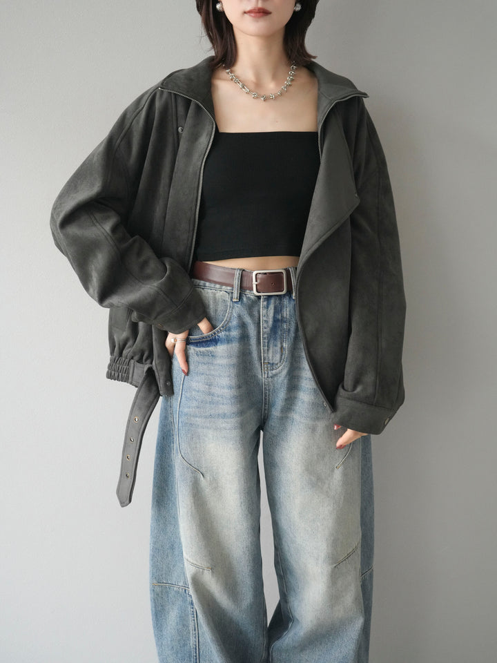 [予約]スエードライダースミドルジャケット/black