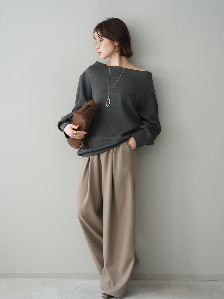 [予約]ベルト付キーホルダーモチーフワイドパンツ/mocha