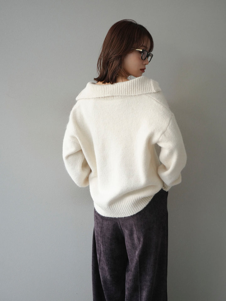 [予約]スキッパーニットプルオーバー/offwhite