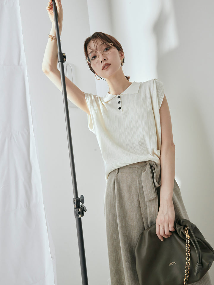 [予約]ランダムリブポロニットベスト/オフ