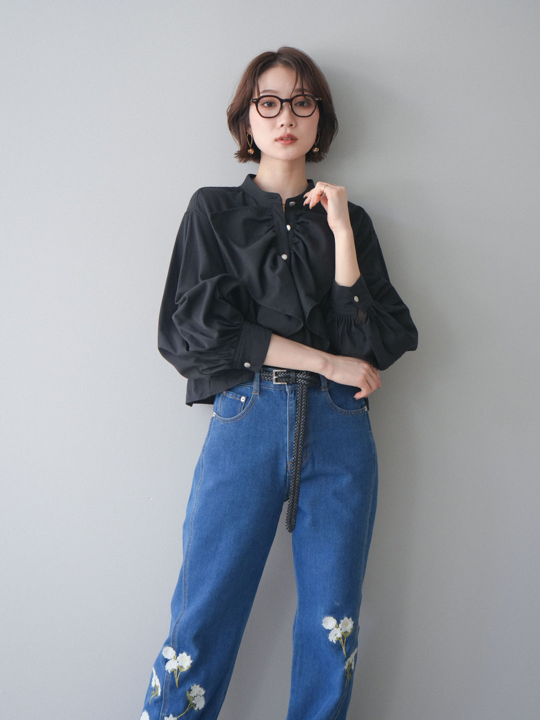 [SET]ラッフルフレアショートブラウス+ラッフルフレアショートブラウス(2set)