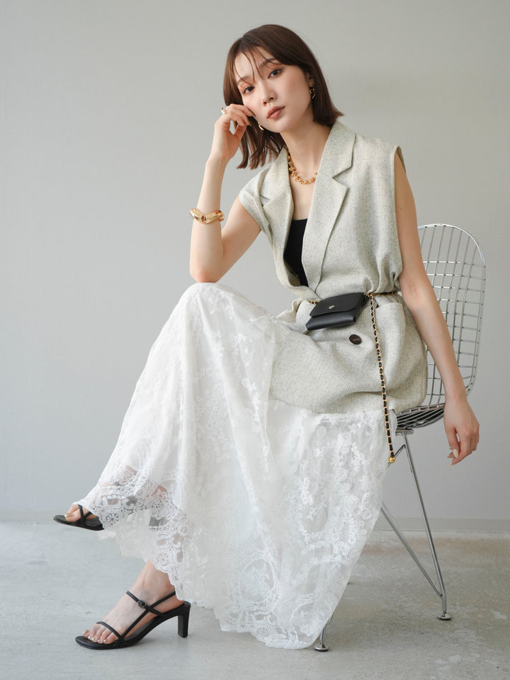 [予約]ミックスツイードジレ/アイボリー