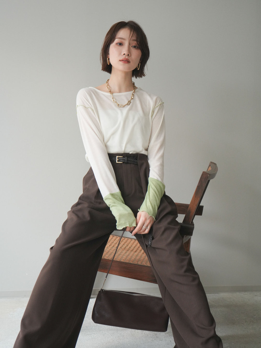 [SET]配色メロウトップス+配色メロウトップス(2set)