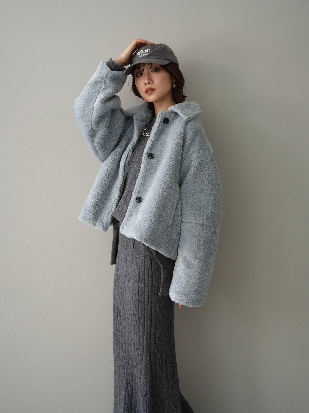 [予約]エコファーステンカラージャケット/blue