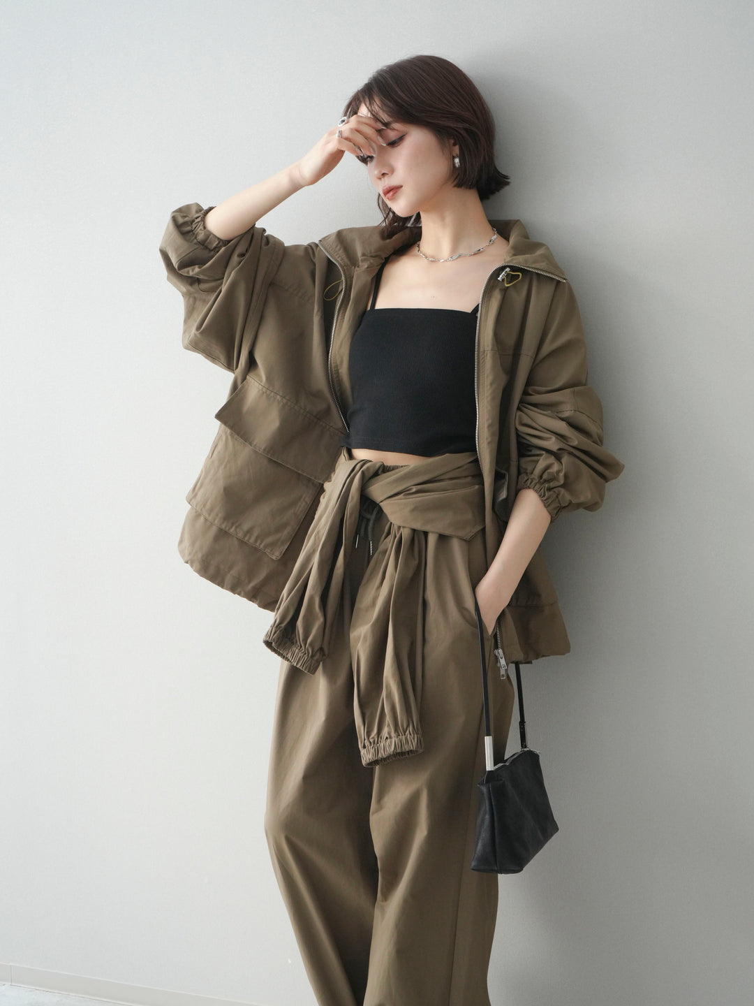 [予約]ビッグポケットコットンナイロンジップブルゾン/brown