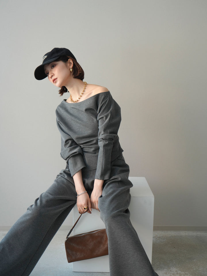 [SET]ライトポンチワンショルタックトップス＆パンツSETUP