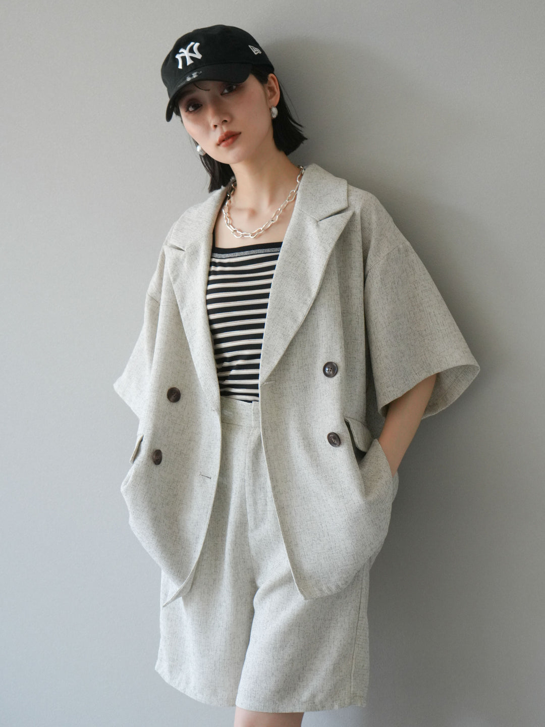 [SET]サマーツイードハーフジャケット+サマーツイードハーフパンツ(2set)