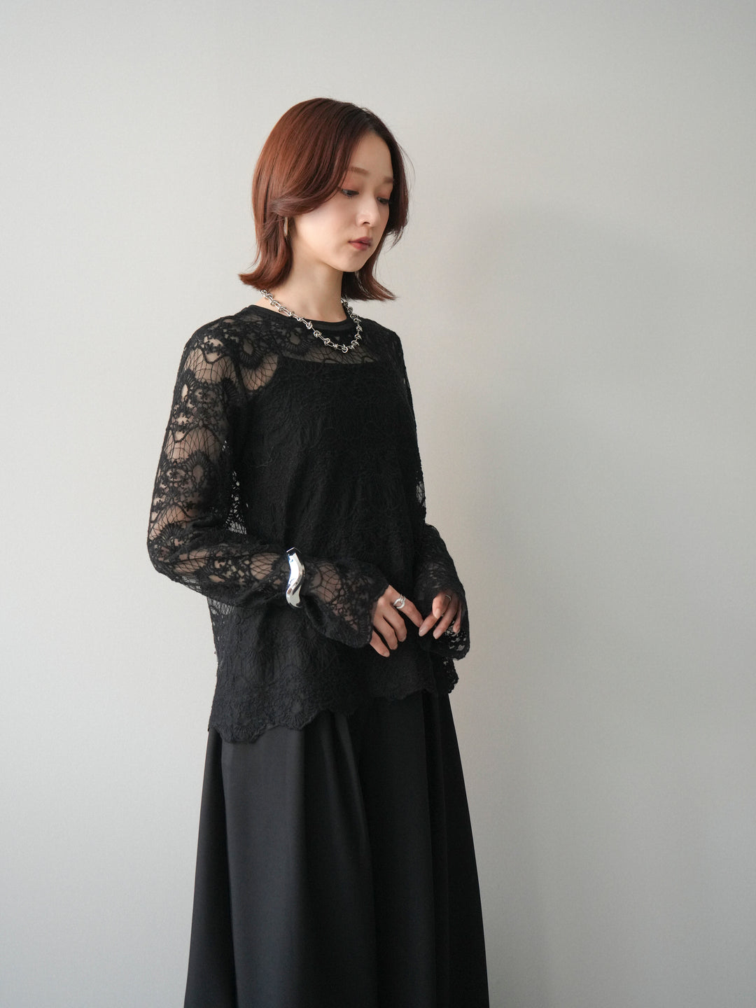 [予約]チュールレーストップス/black