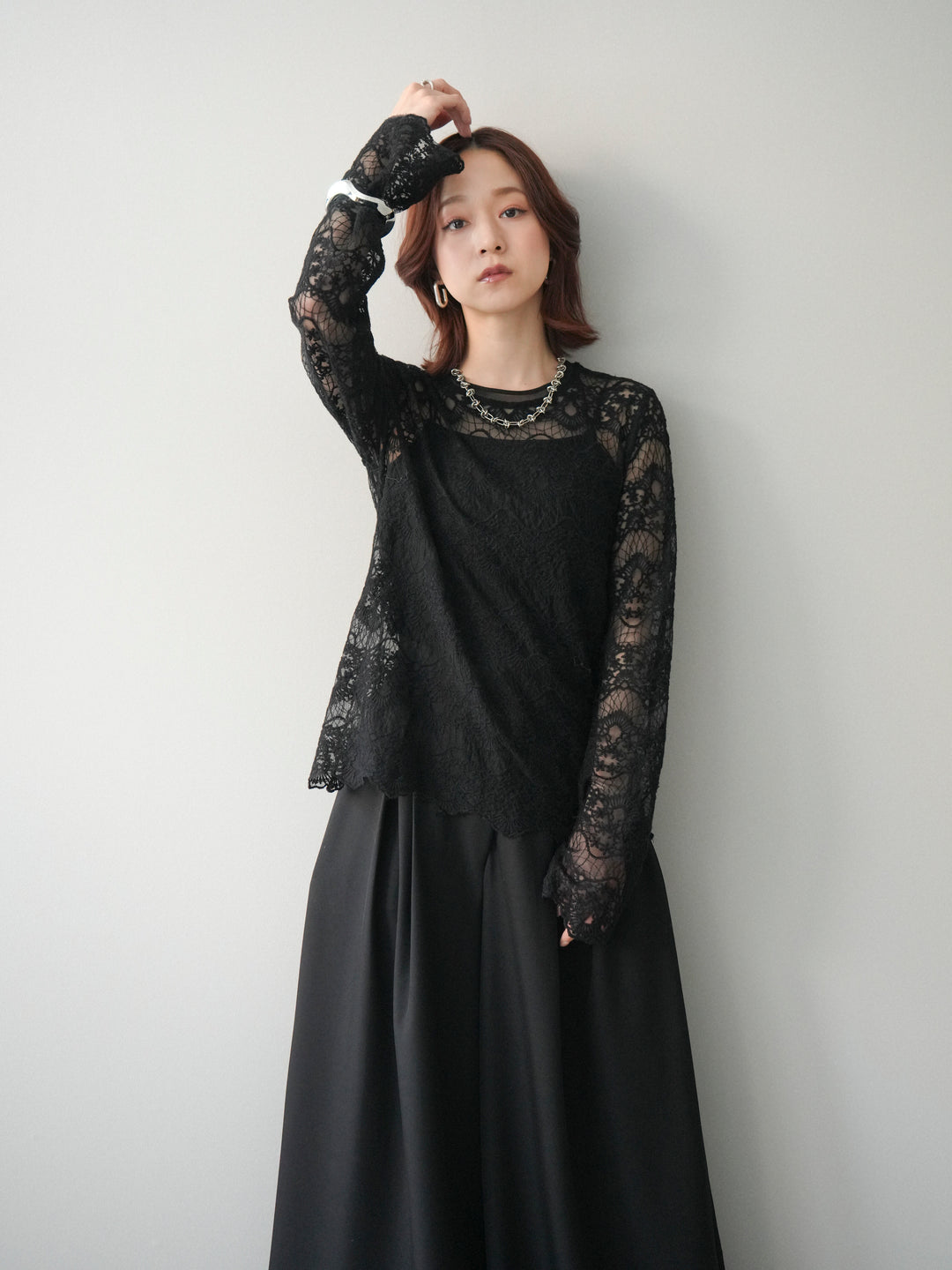 [予約]チュールレーストップス/black