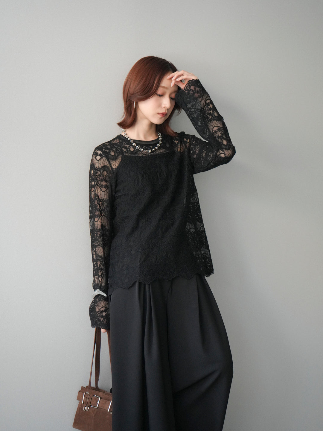 [予約]チュールレーストップス/black