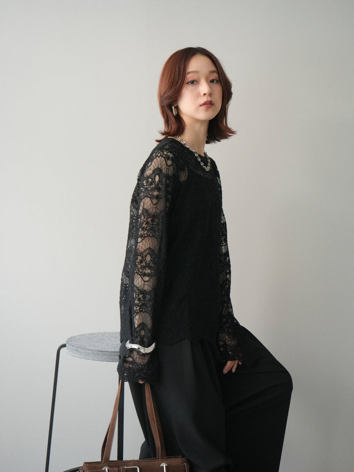 [予約]チュールレーストップス/black