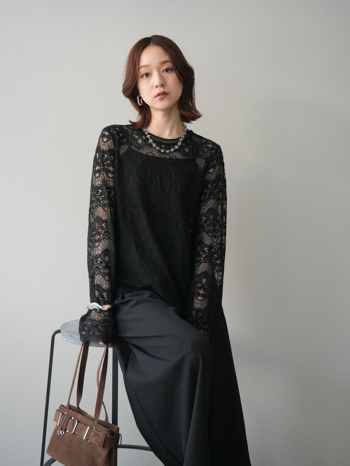 [予約]チュールレーストップス/black