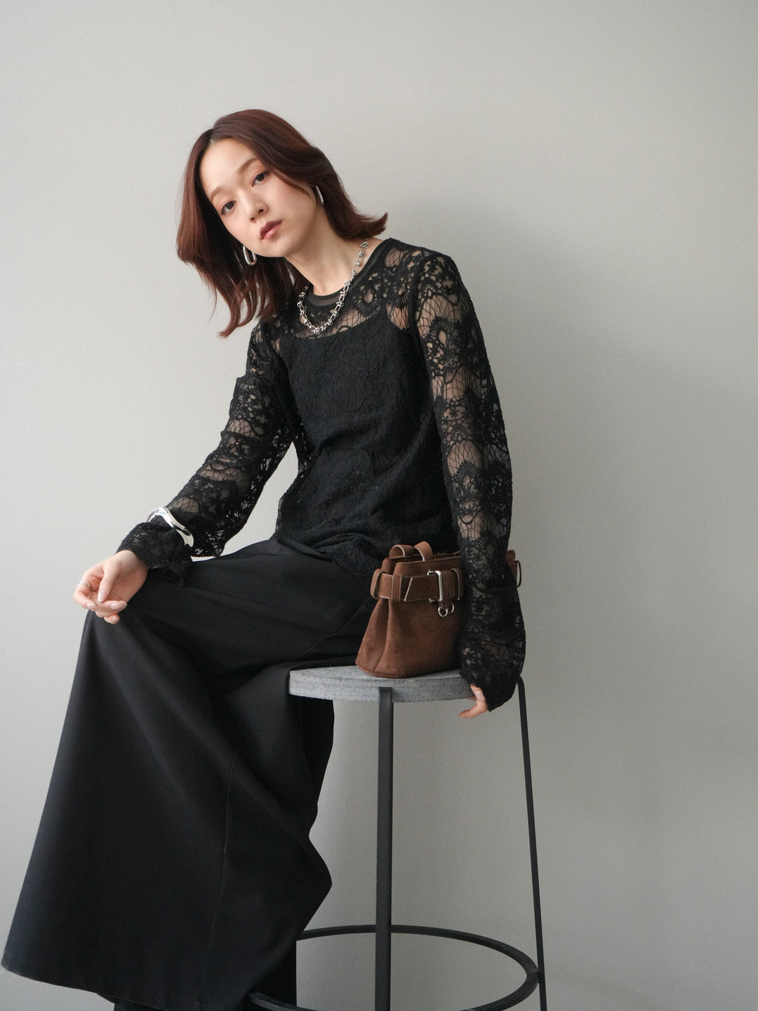 [予約]チュールレーストップス/black