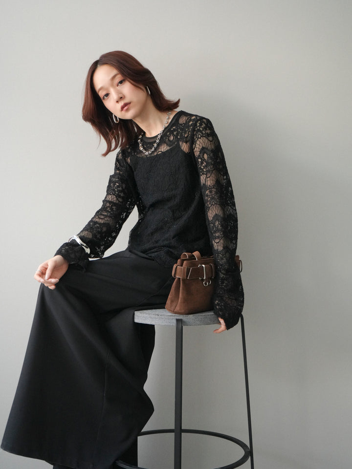 [予約]チュールレーストップス/black