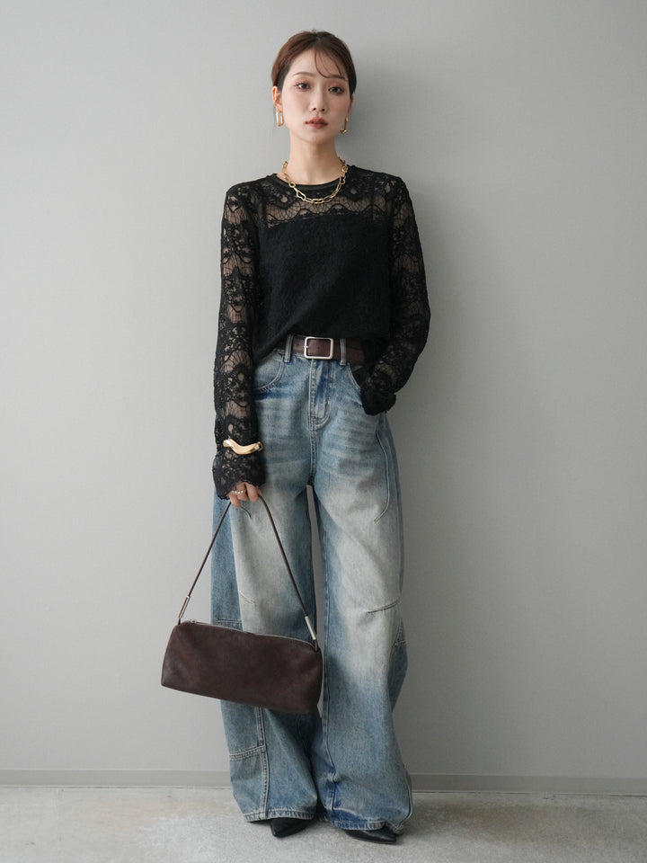 [予約]チュールレーストップス/black