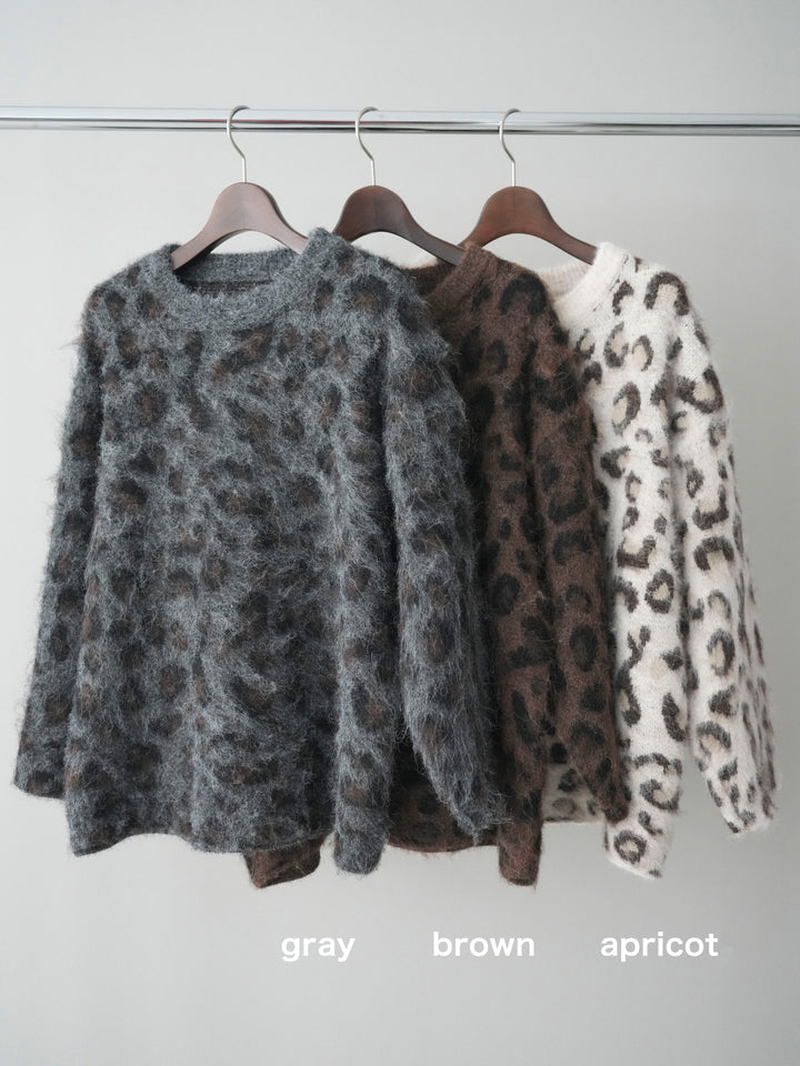 [SET]レオパードシャギーニットプルオーバー+レオパードシャギーニットプルオーバー(2set)
