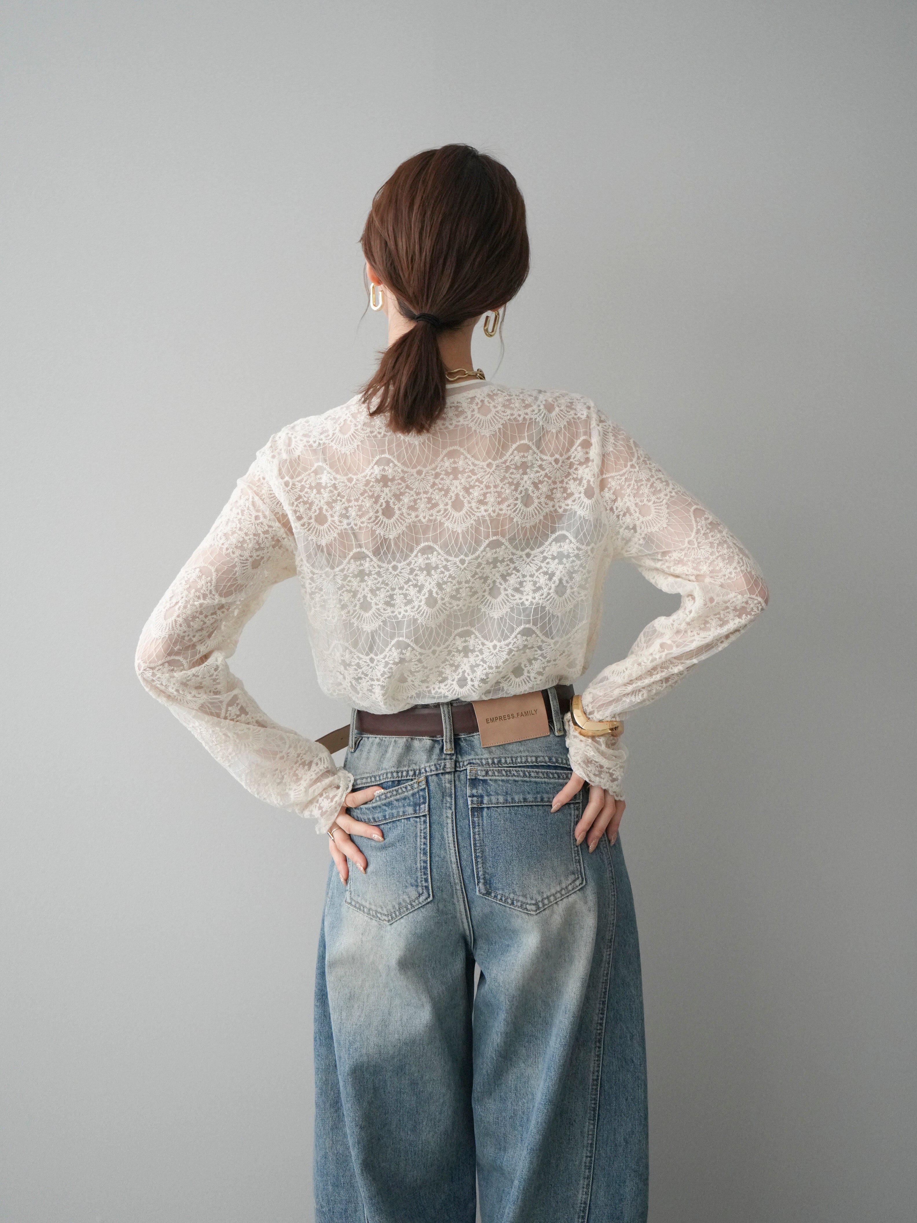 SET]チュールレーストップス+ベルト付カーブデニムパンツ(2set) – Lumier