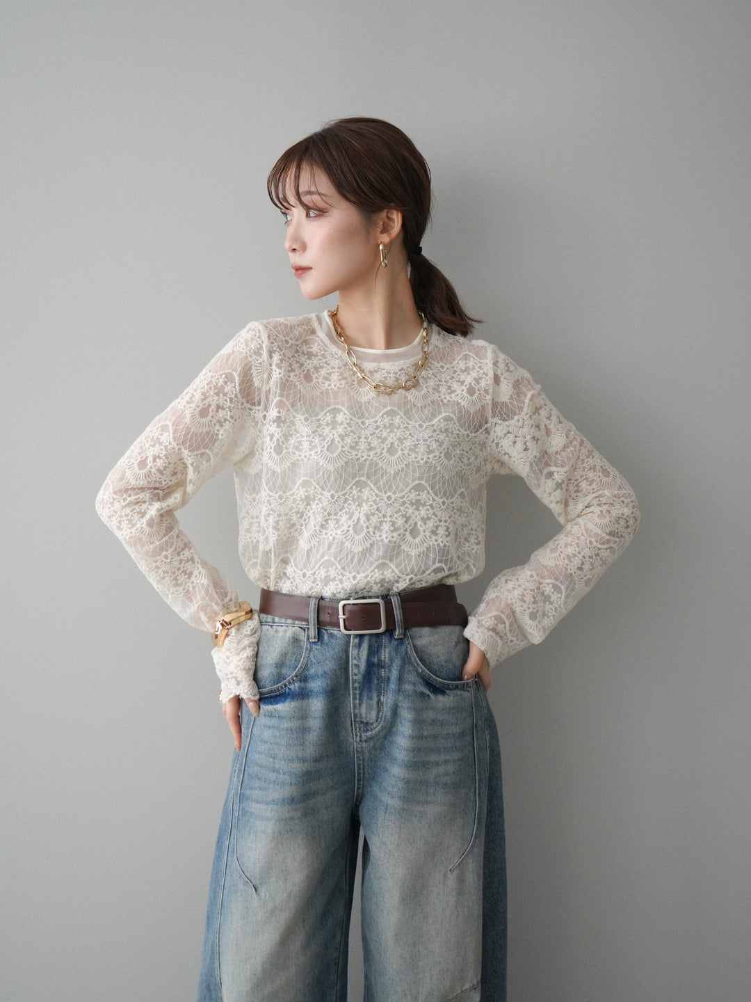 [予約]チュールレーストップス/ivory