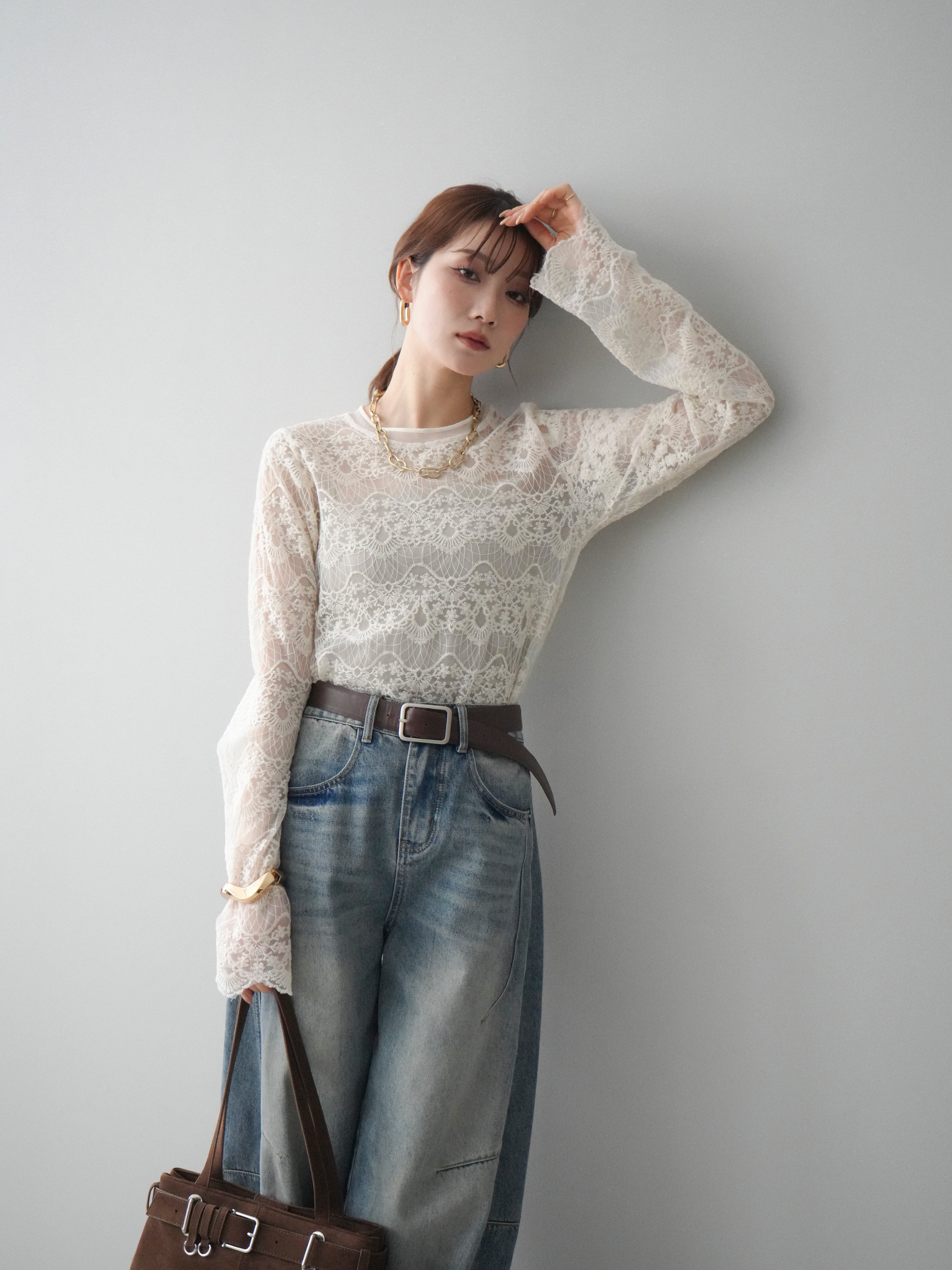 Lumier ベルト付カーブデニムパンツ 予約]スカーフベルト付カーブデニムパンツ/ブルー – Lumier