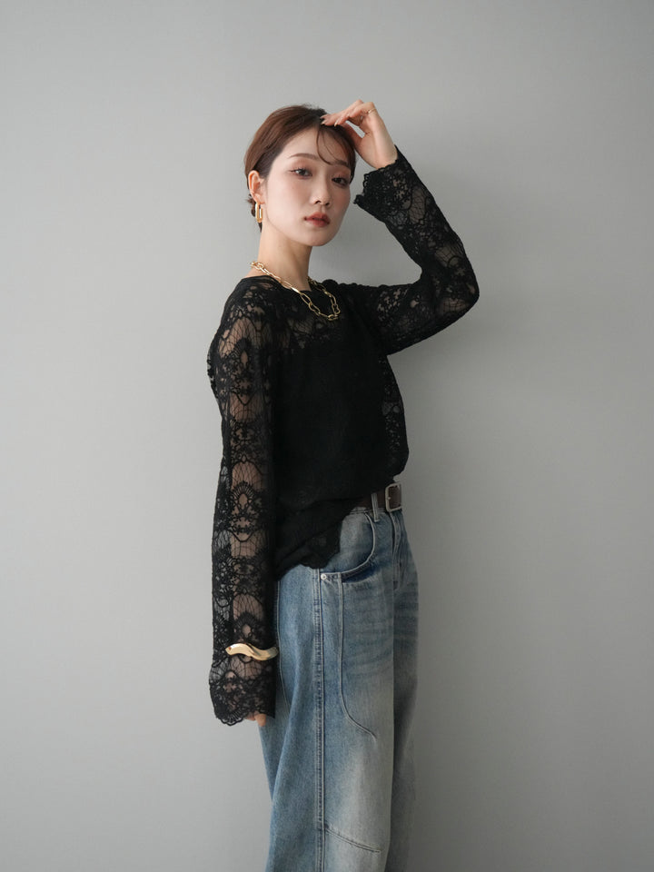 [予約]チュールレーストップス/black