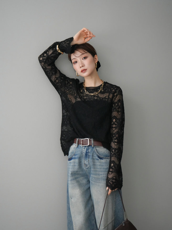 [予約]チュールレーストップス/black