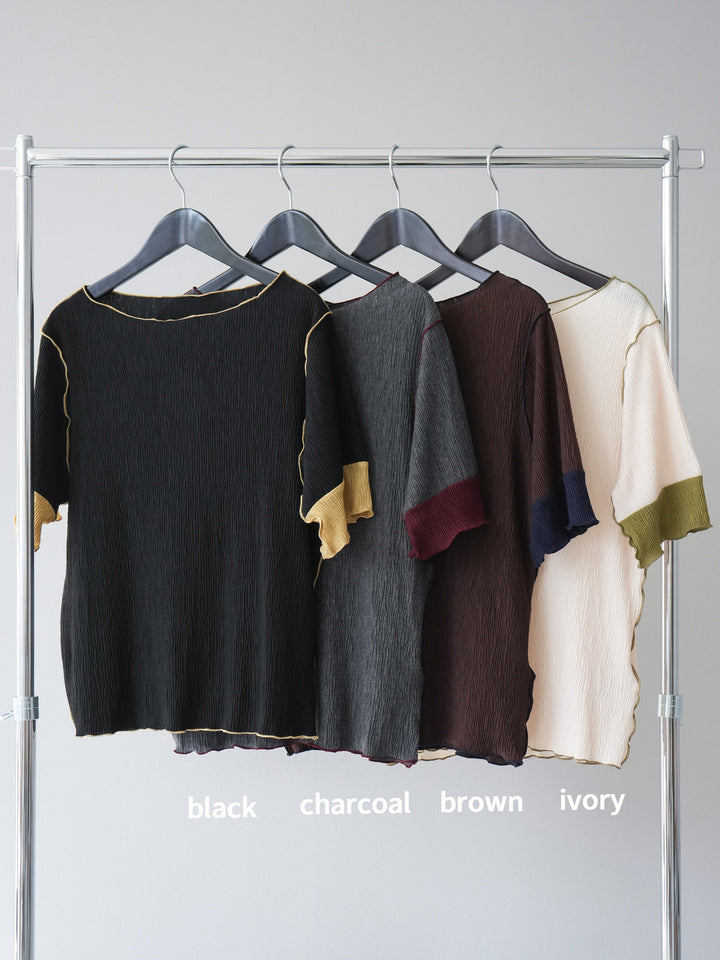 [SET] 百褶同色船領套頭衫 + 臀部設計牛仔褲（2 件組）