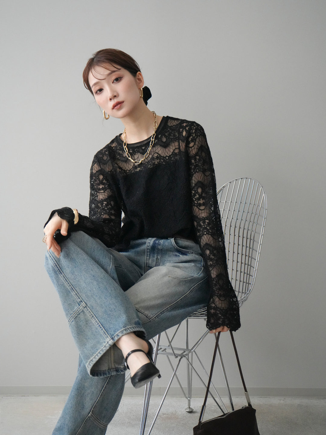 [予約]チュールレーストップス/black