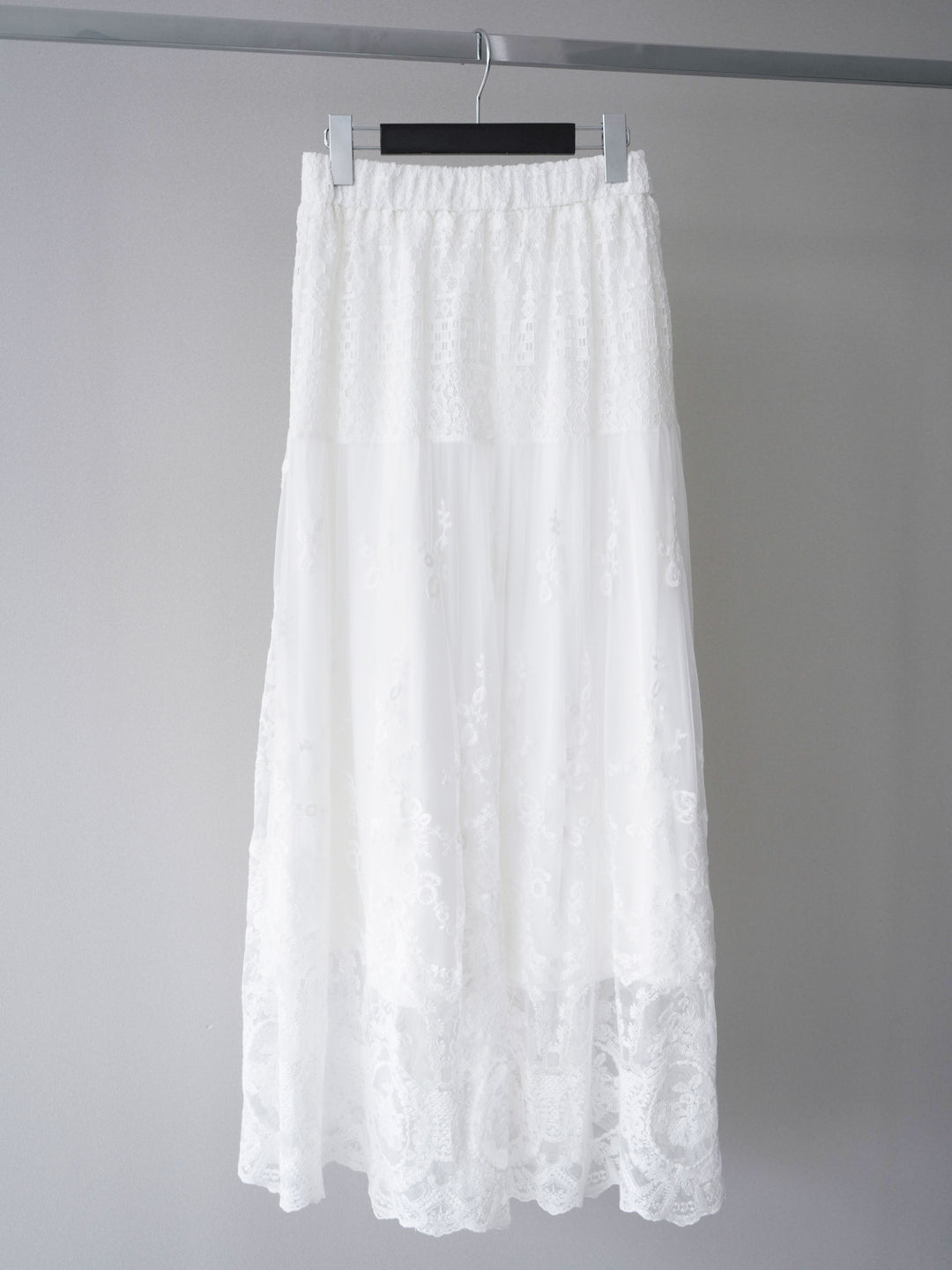 [SET]ブラーアートフォトTシャツ+シアーレースマキシスカート(2set)