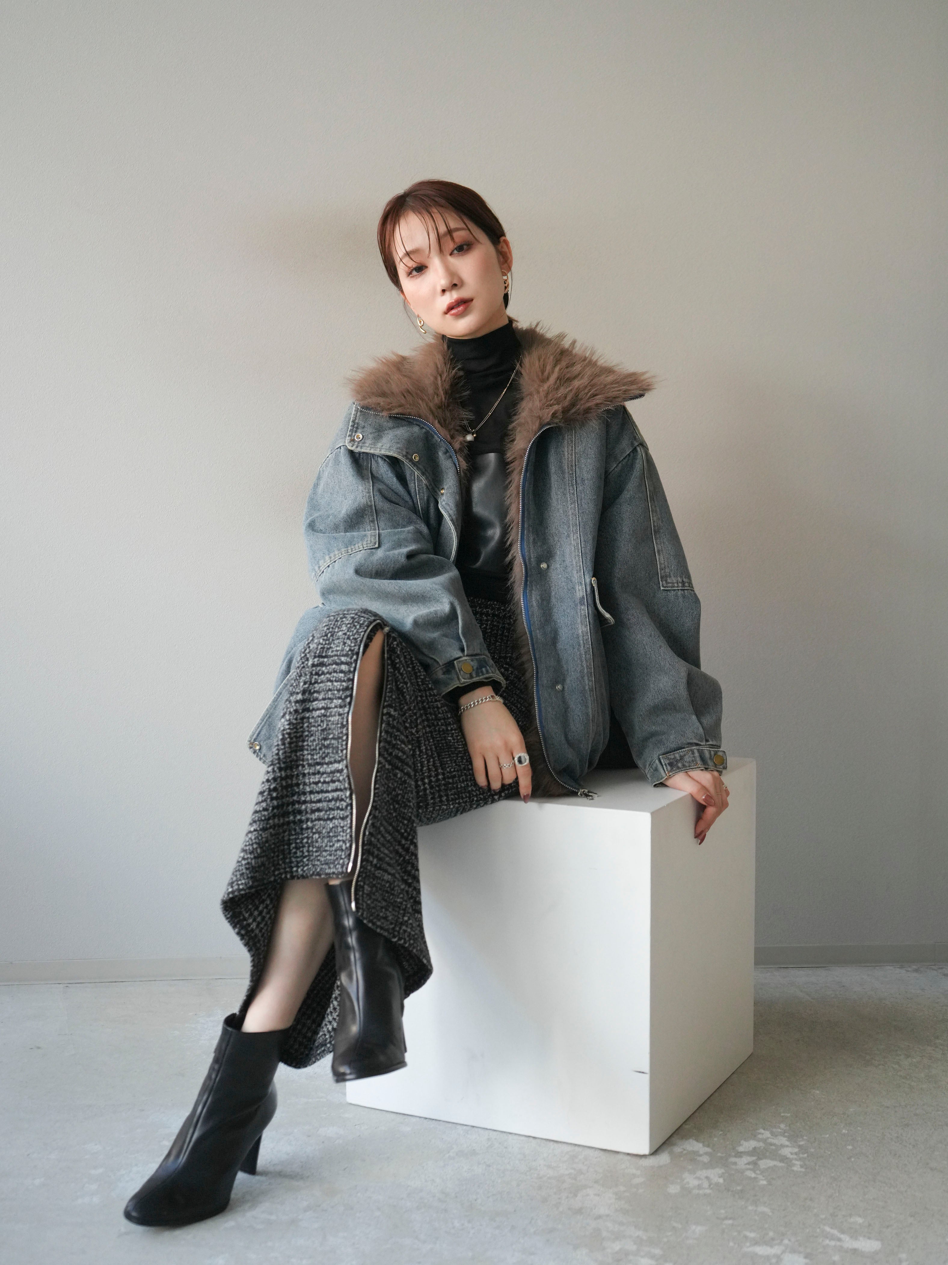 予約]デニムxファーブルゾン/denimbrown – Lumier