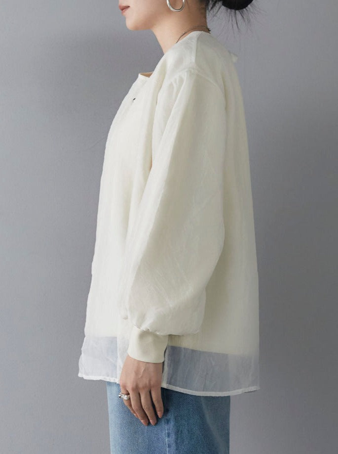 [Pre-order] Back ribbon tulle layered pullover/ivory