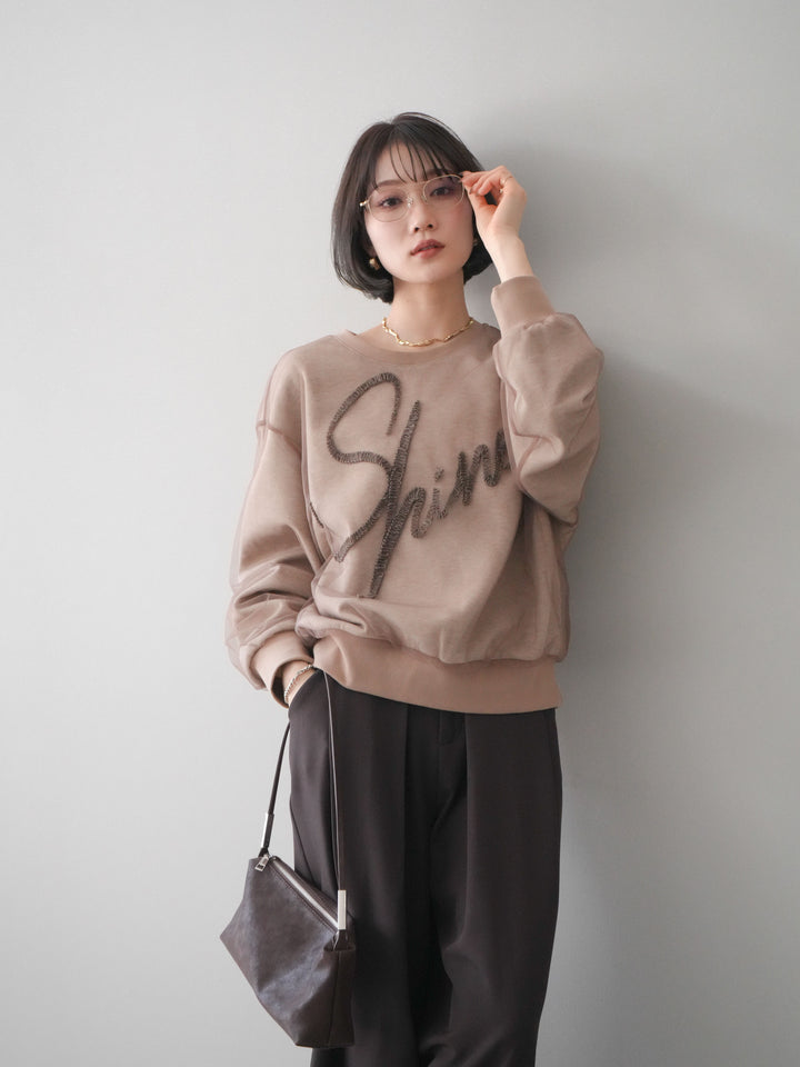 [予約]チュールレイヤードロゴスエットプルオーバー/beige