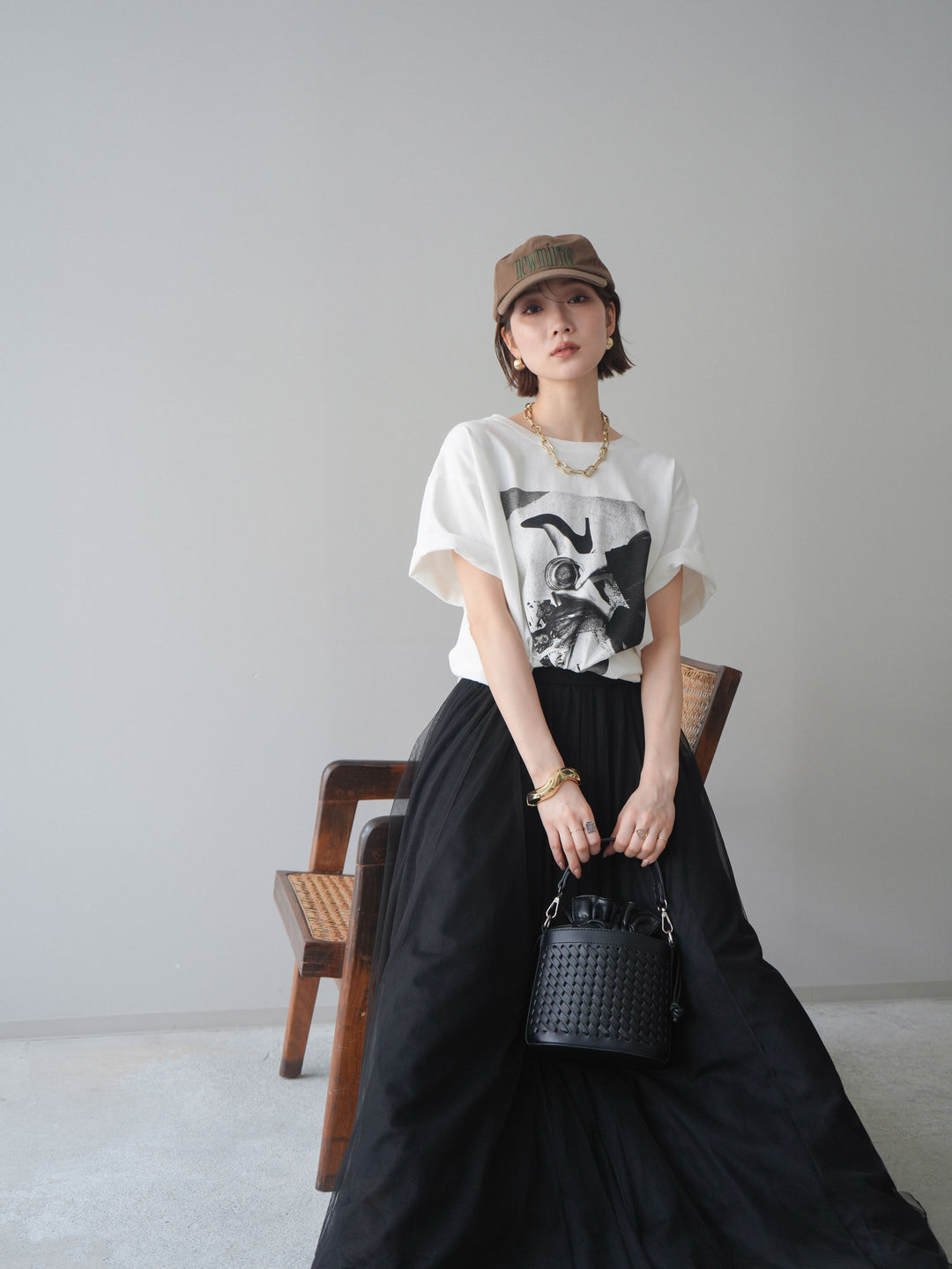 [予約]モノクロフォトTシャツ/off1