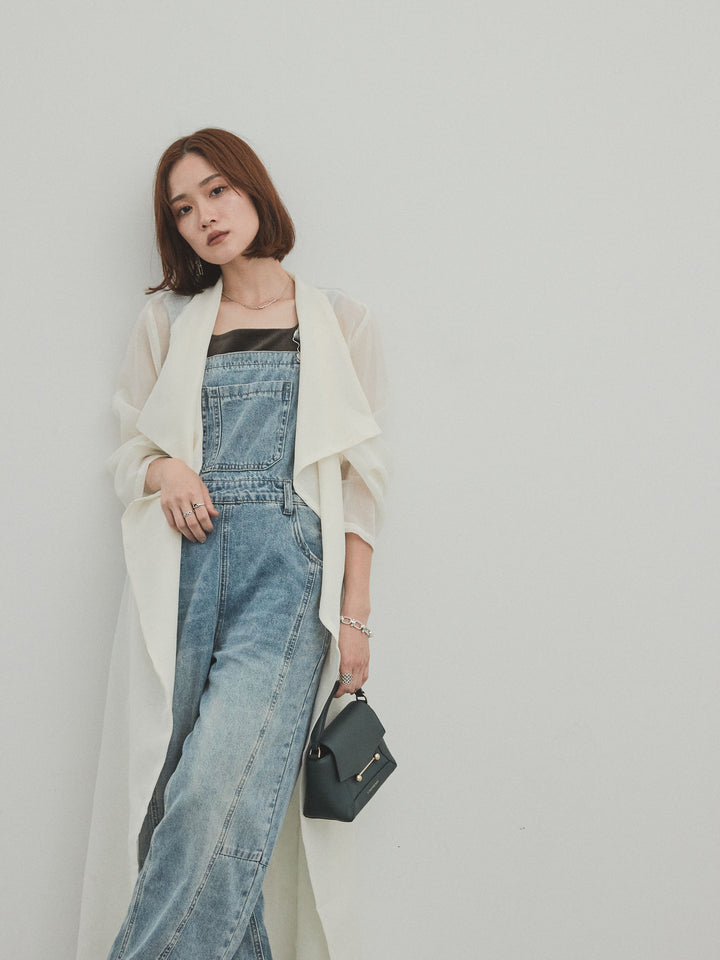 [予約]センターシームデニムサロペット /ライトブルー