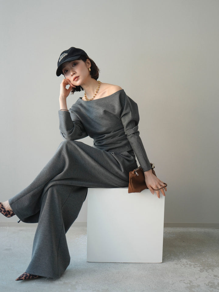 [SET]ライトポンチワンショルタックトップス＆パンツSETUP