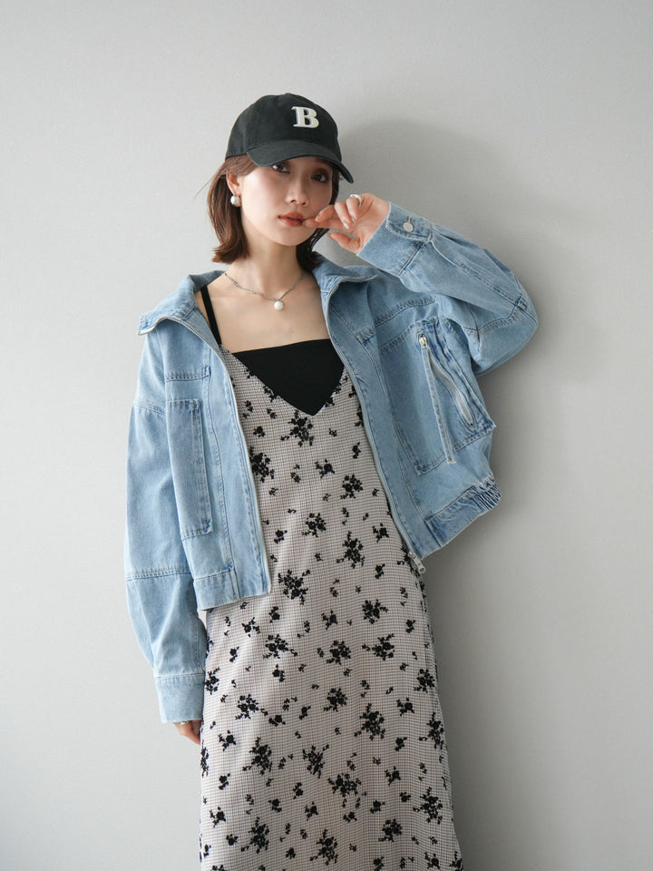 [予約]ZIPポケットデニムショートブルゾン/ブリーチ