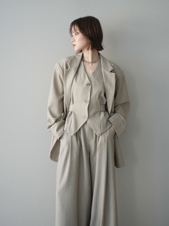 [予約]ダブルボタンヘリンボーンジャケット/beige